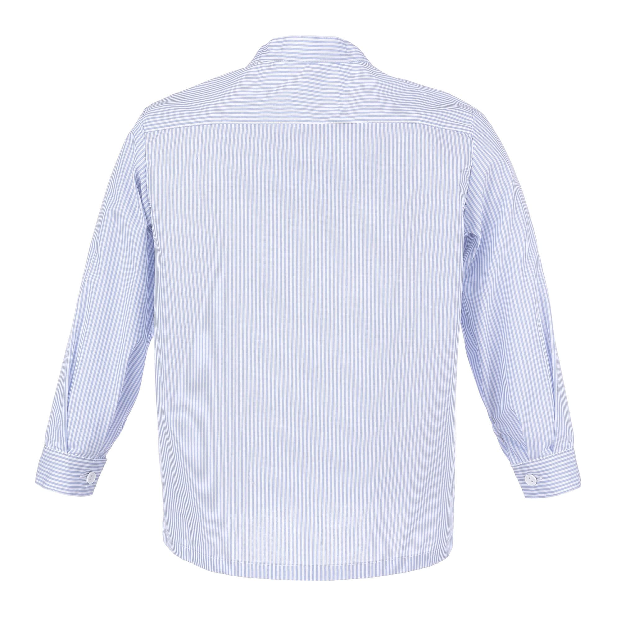 modAS Kinder Fischerhemd Sommer Langarm-Shirt mit Stehkragen - Gestreiftes Hemd im Finkenwerder-Stil
