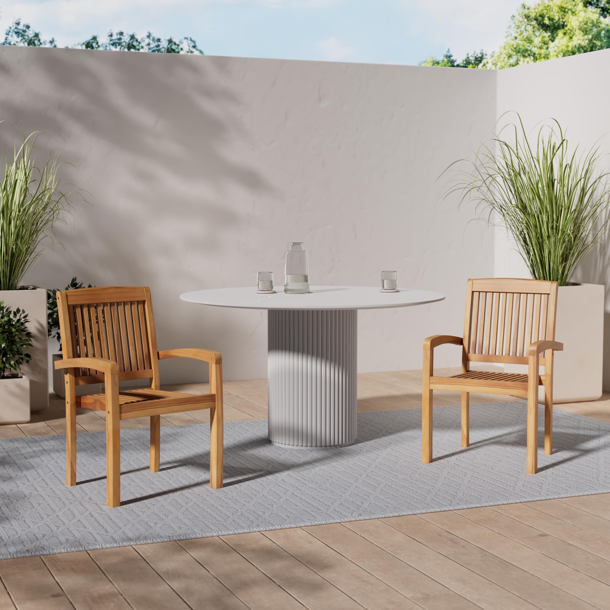 vidaXL Stapelbare Gartenstühle 4 STK. Massivholz Teak