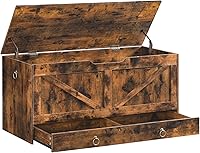 HOOBRO 43.3" Rustic Brown Storage Chest with Drawer - 220lb Sturdy Toy Bench, Safety Hinge, Entryway Shoe Storage FG711CW01G1