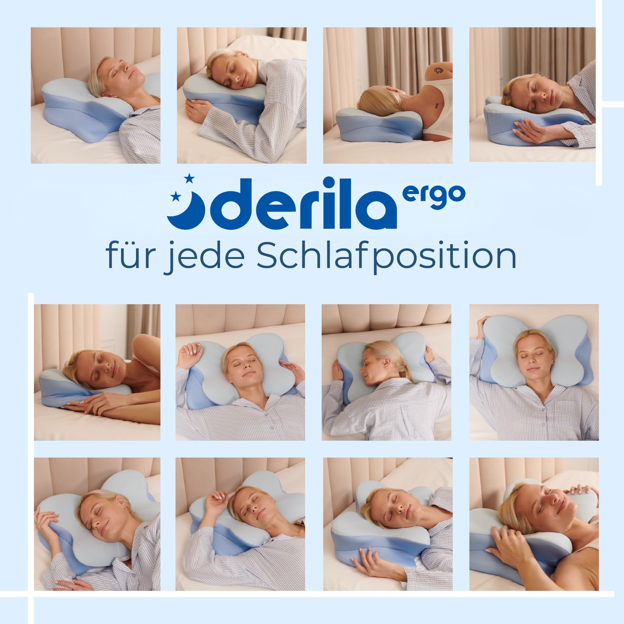 Derila Ergo Kopfkissen Memory Foam Nackenkissen Seitenschläferkissen Schmetterlingskissen 1er Pack