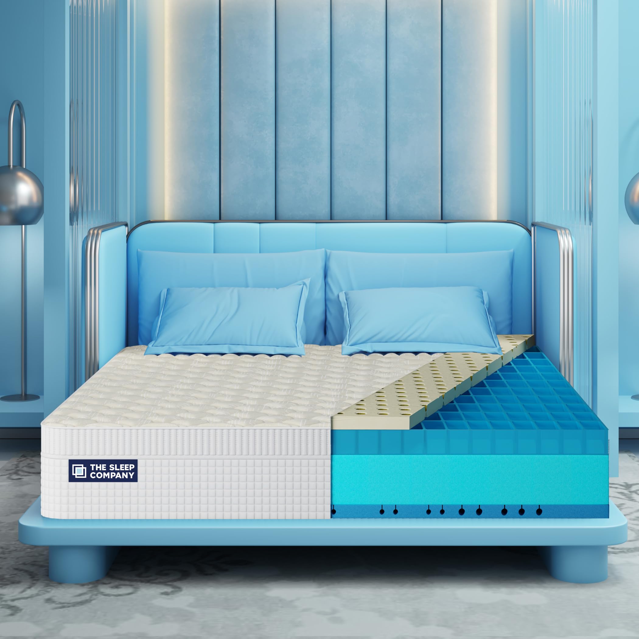 The Sleep Company SmartGRID Ortho Royale Mattress | Japanese Patented Technology with 100% Natural Latex | 5 Zone Support for Back Pain Relief | Medium Firm Queen Size Bed Mattress 78x60x8