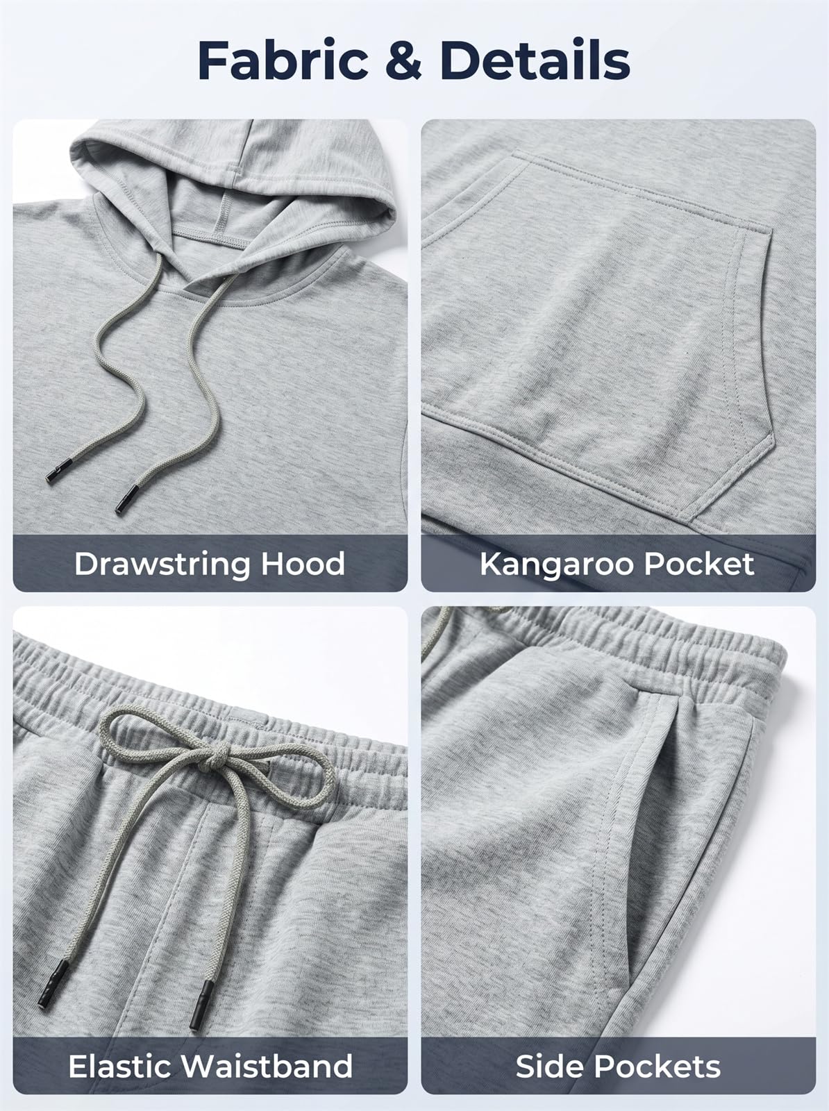 CTU Męski dres bluza z kapturem i szorty, 2-częściowy strój rekreacyjny, zestaw na siłownię, do joggingu, letnie stroje, dresy