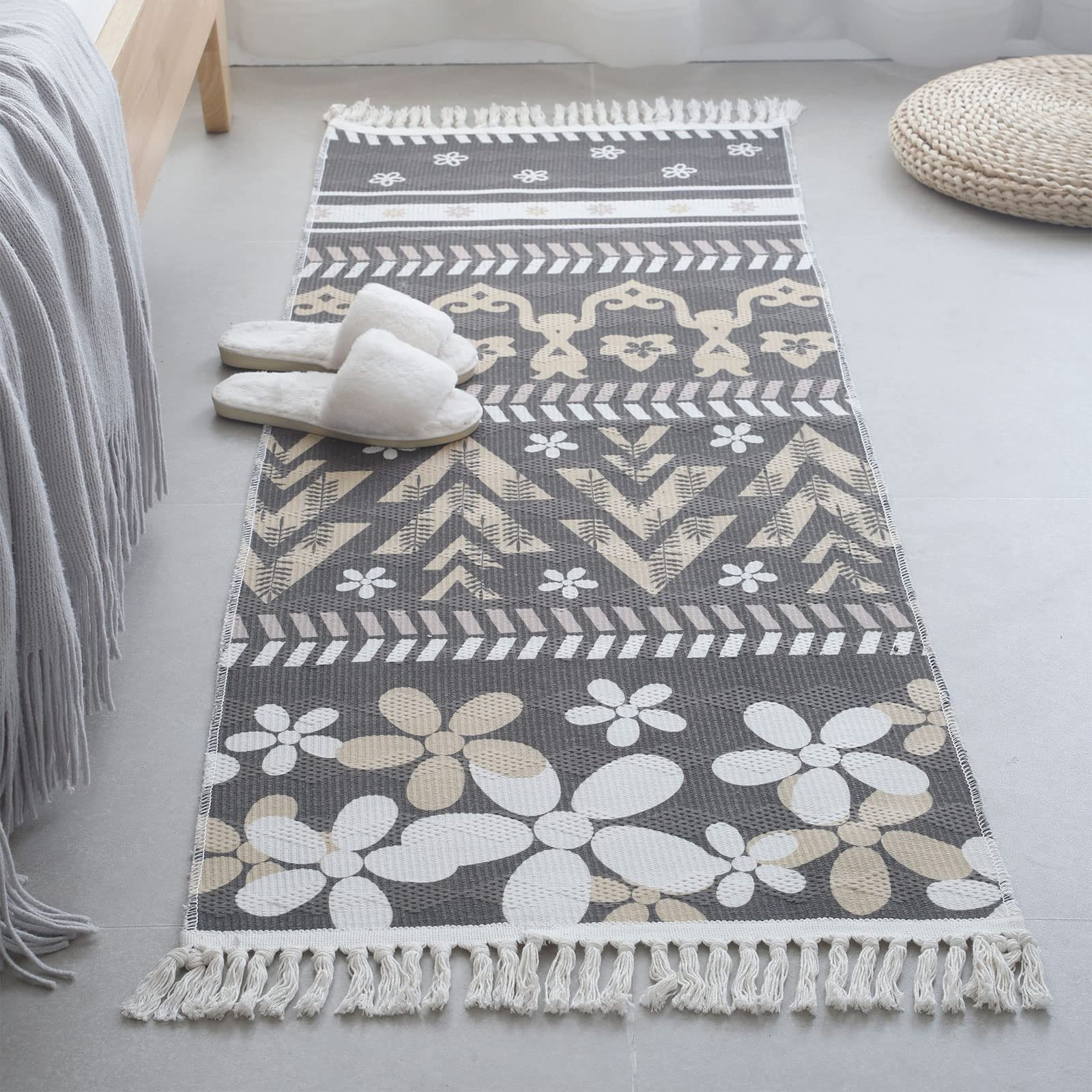 Area Rugs For Living Room Bedroom, Cotton Linen Floor Mat, Hirt 50x160cm