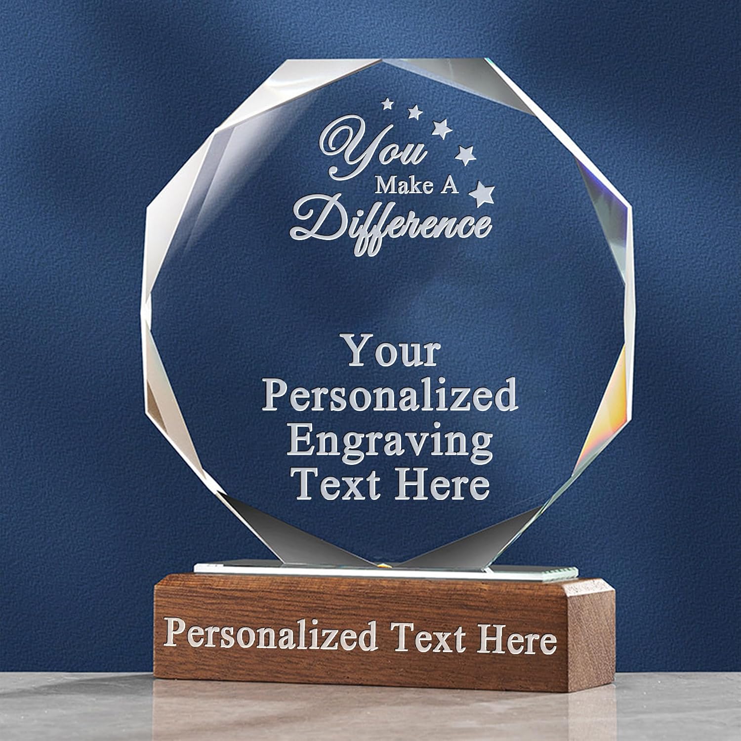 Custom Crystal Trophy Award, Personalized Engraved & UV Printed Plaque with Text Logo Photo, Custom Awards and Trophies for Employee Appreciation, Corporate, Sports, Academic, Retirement