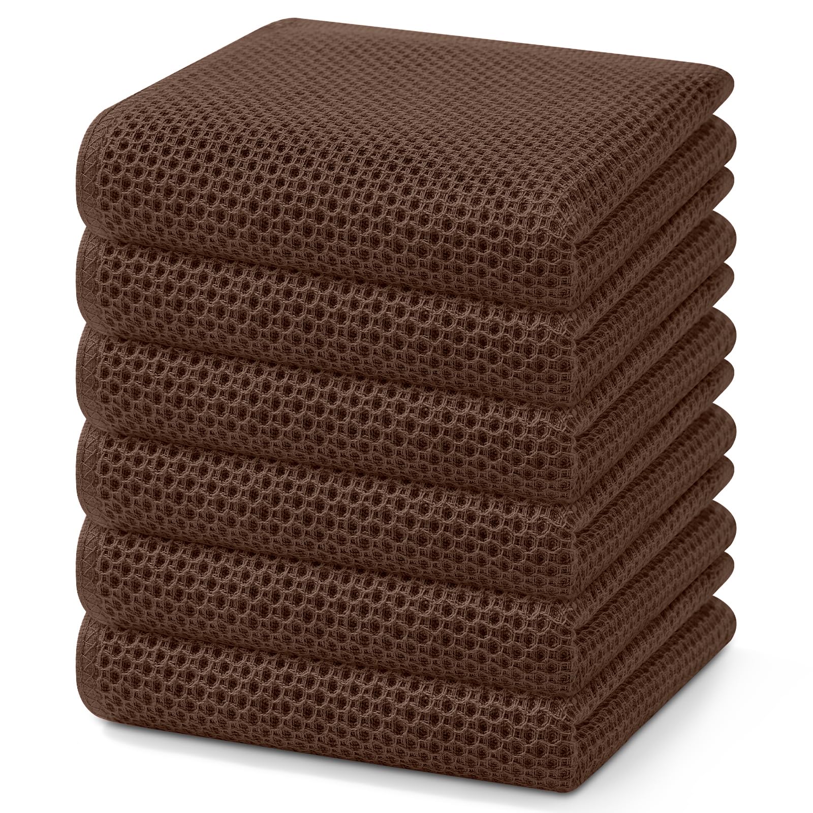 Homaxy 100% Cotton Waffle Weave Kitchen Dish Towels 6-Pack, Coffee