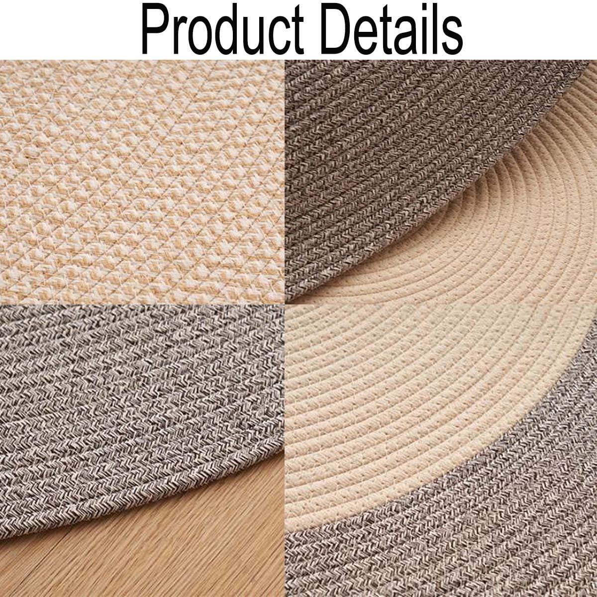 Tapis rond en jute naturelle tissé à la main réversible pour cuisine, salon, entrée, zones à forte circulation dans le salon, la chambre à coucher