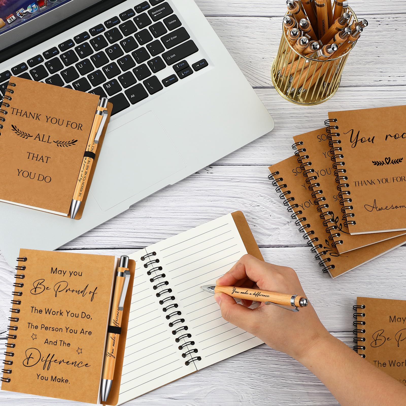 Sinmoe 12 Sets Christmas Thank You Gifts for Colleague Employee Appreciation Gifts Inspirational Notebook Ballpoint Pens Kraft Lined Notepad Christmas for Coworker Teacher Volunteer Staff - Image 2