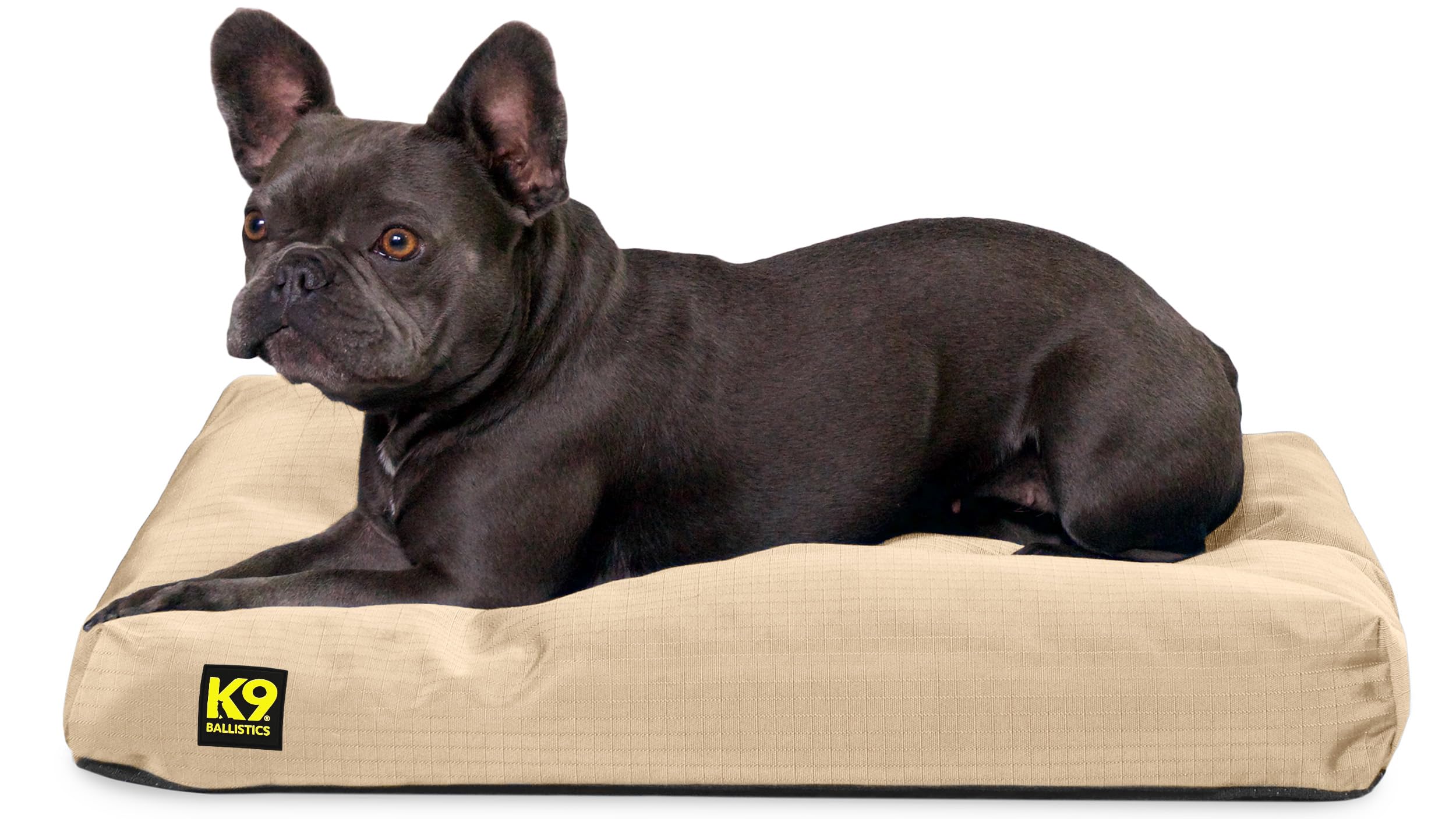 K9 Ballistics Tough Rectangle Pillow S Dog Bed - Removable Cover, Washable, Durable & Water Resistant Dog Bed Made for Small Dogs 24"x18" Sandstone