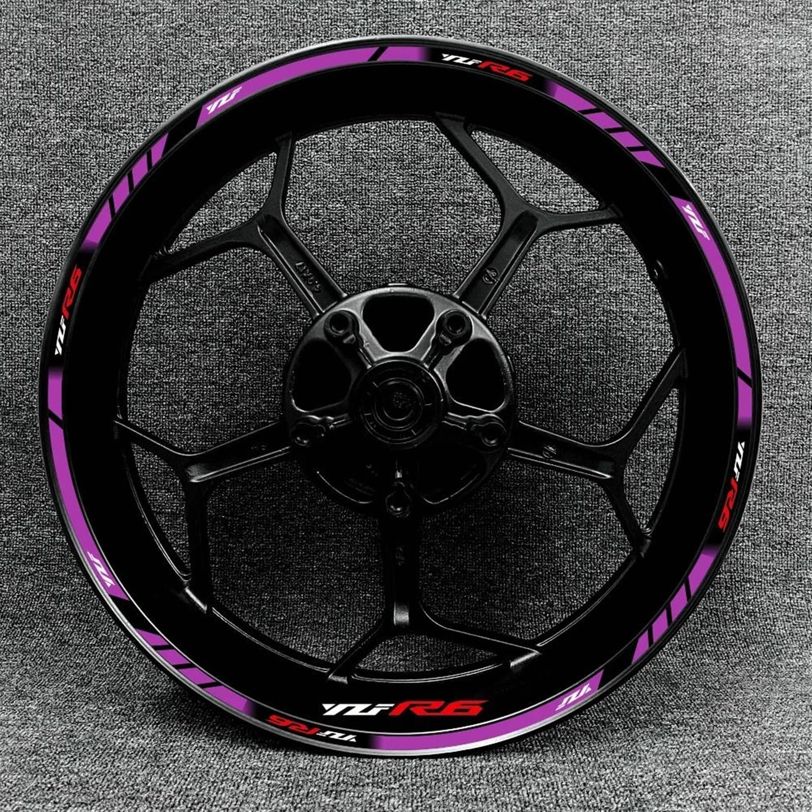Motorcycle Reflective Wheel Rim Stripe Sticker Front Rear Full Set Decal for Yamaha YZF-R6 Decorative(Color12)