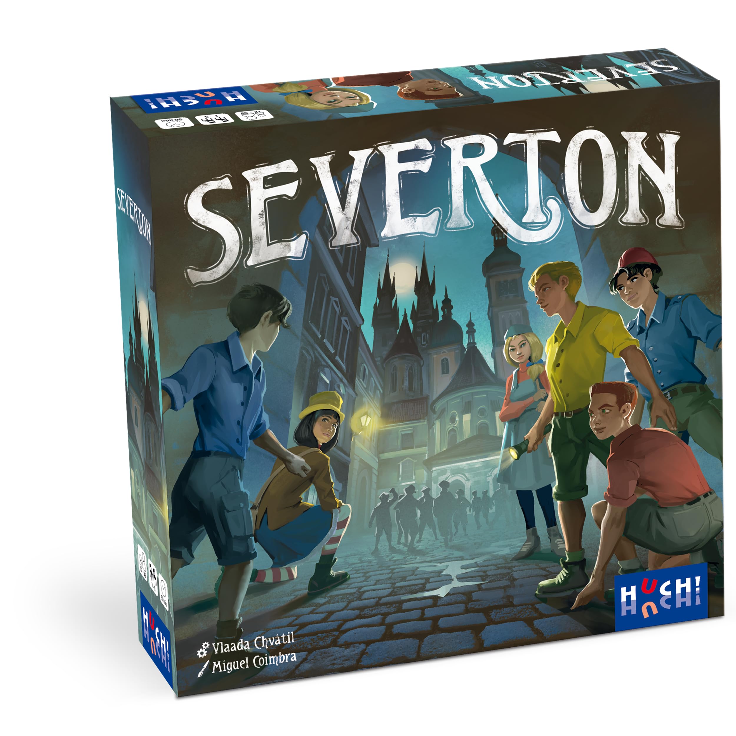 HUCH!, Severton - Kooperatives Strategiespiel, Abenteuer und Strategie, erfüllt zusammen spannende Missionen in Severton, Für 1-5 Spieler ab 10 Jahren