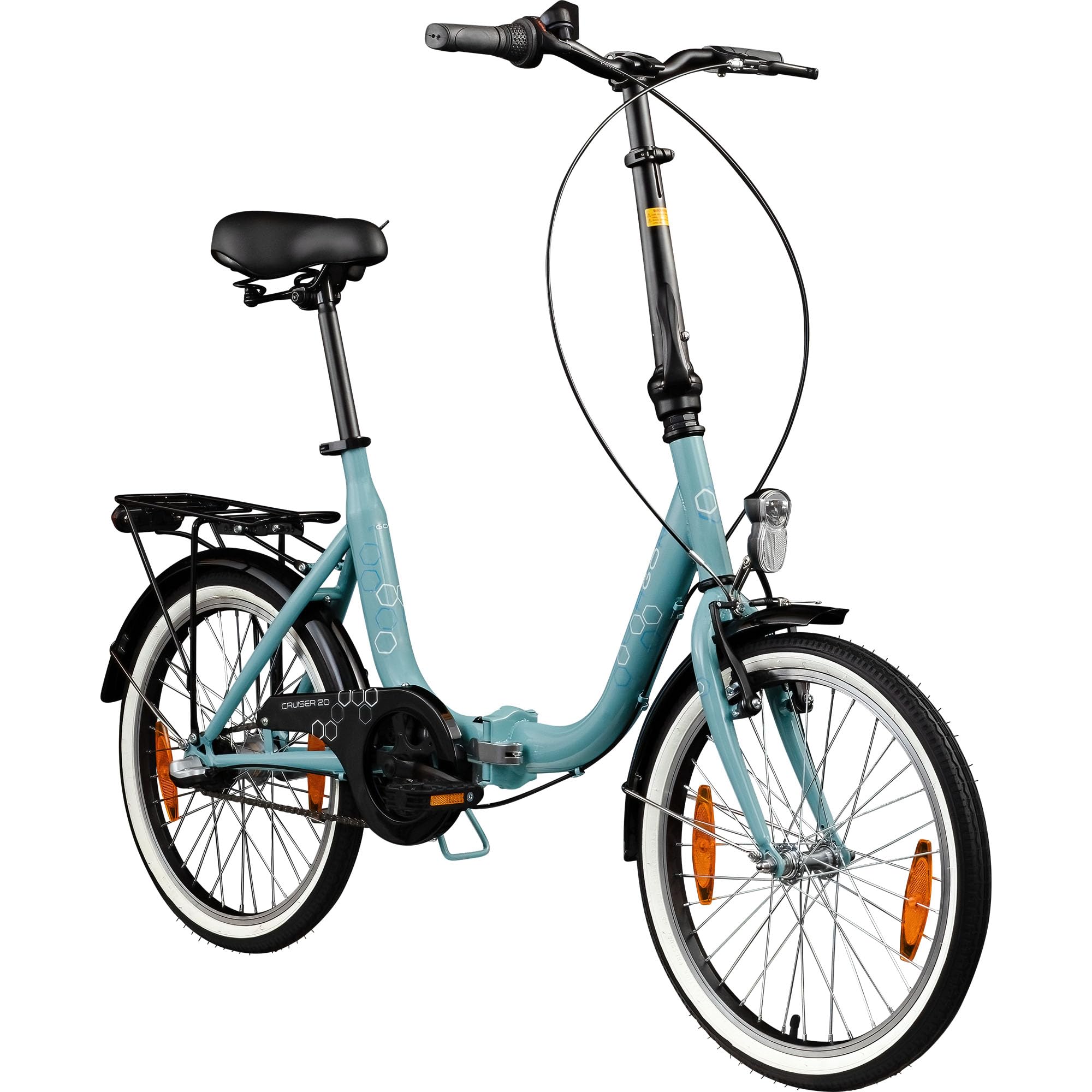 AGON Klappfahrrad 20 Zoll Faltrad Klapprad Fahrrad Cruiser 20" StVZO Beleuchtung