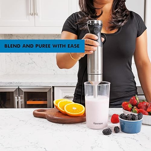 Miniatura 2 de Kenmore - Batidora de mano de inmersión, licuadora de velocidad variable, barra de mezcla de mano, picadora de alimentos, batidor, vaso de