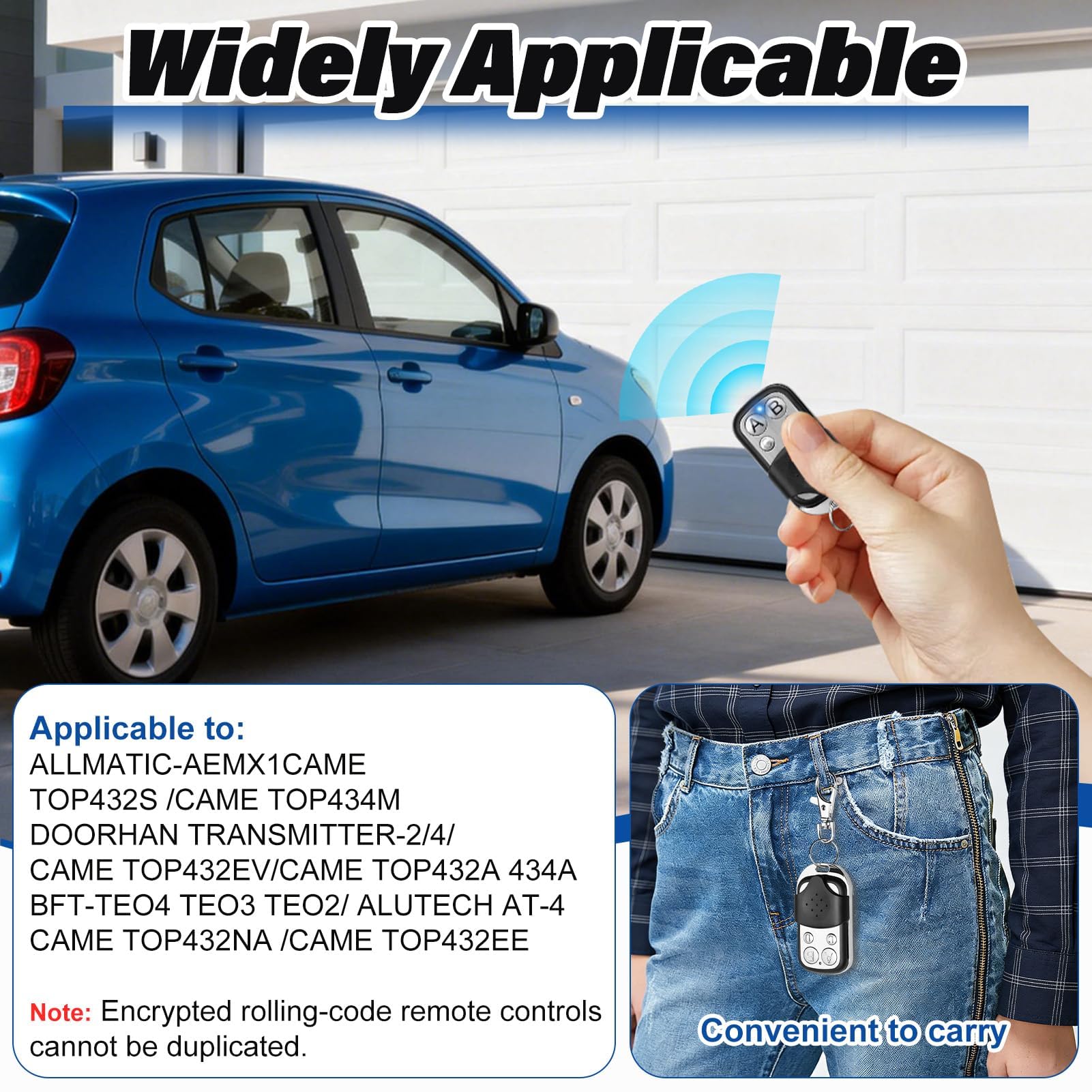 Mando Garaje Universal, 2 unidades, Mando Garaje Clonador U-niversal 433.92Mhz Multifunción con 4 Botones, Compatible con Pitido de Puerta Universal, Parking para Puerta de Garaje Automática — view 2