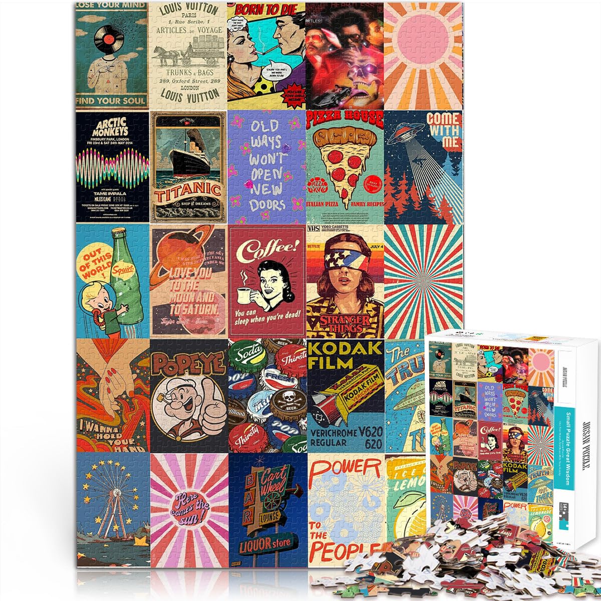 1000 Piece Jigsaw Puzzle for Adults Retro color splicing poster family fun games 50x75cm wall decoration for 14+
