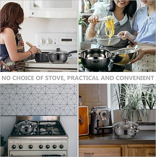 Miniatura 6 de Cabilock - Olla de vapor de acero inoxidable resistente con asas, tapa de cristal, multiuso, olla de salsa, olla de sopa, juego de olla de vapor