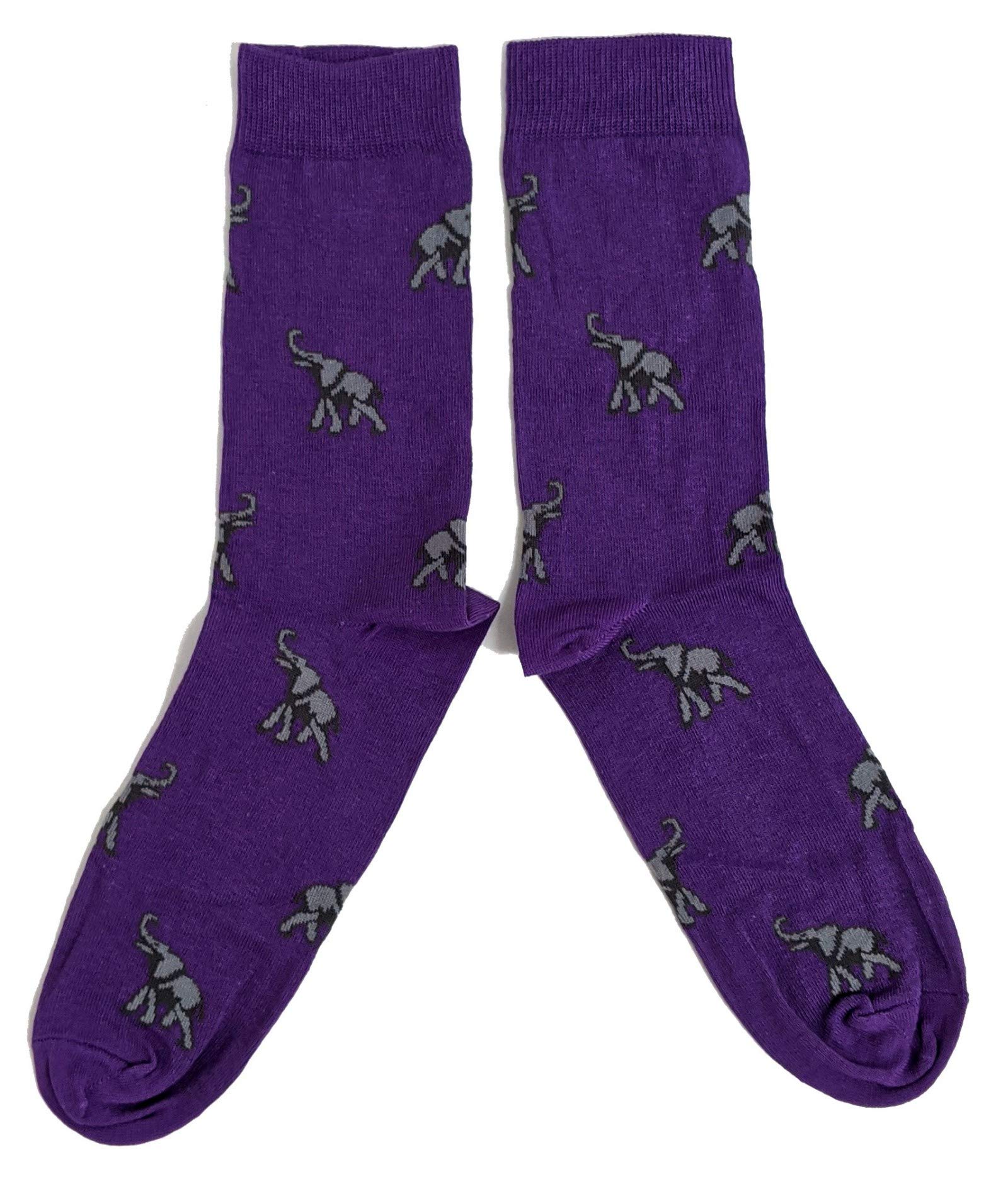 Sock Shack Men's Purple Herd Of Elephants Socks 6-11 Uk / 39-45 Eur / 7-12 Us