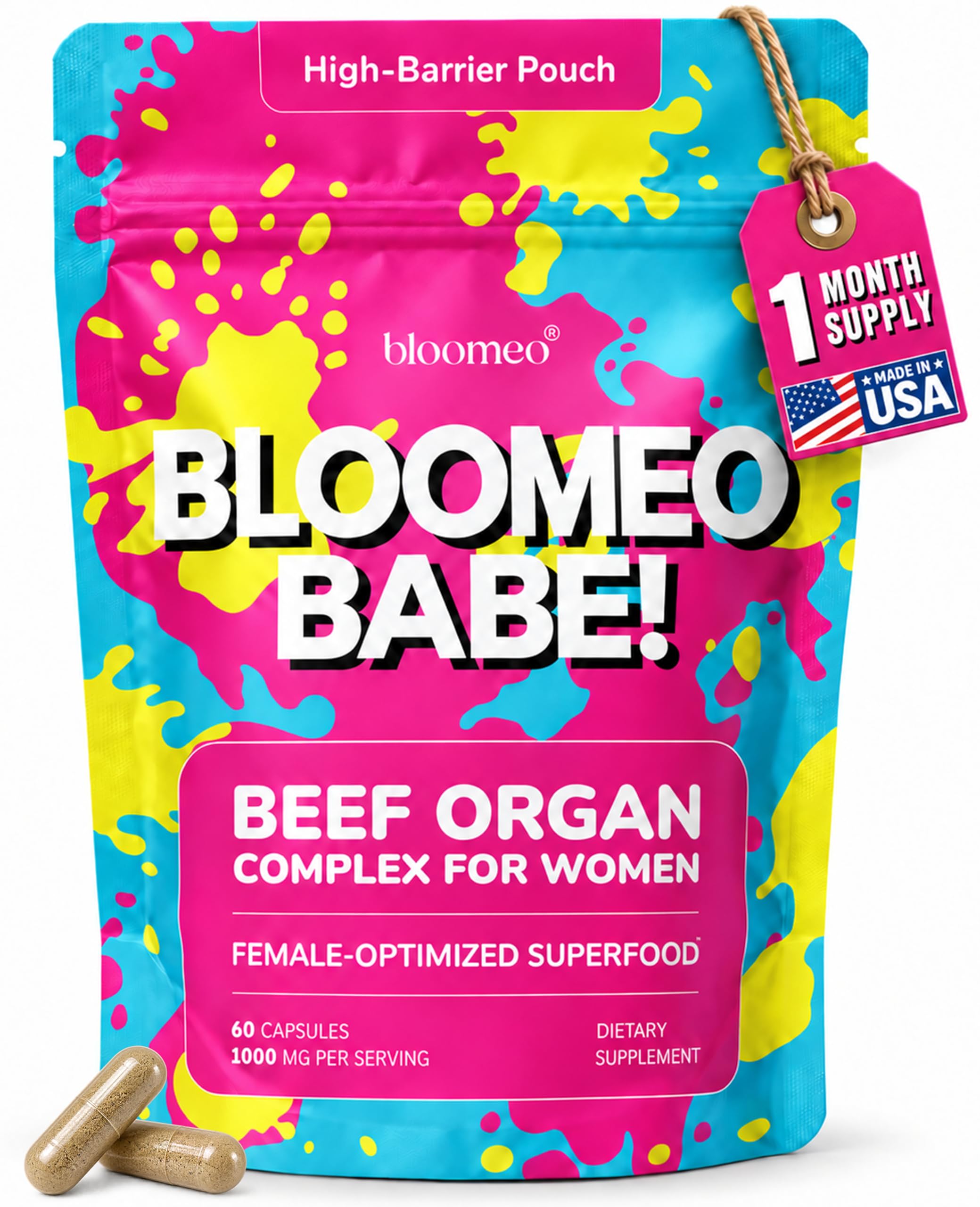 Beef Organ Supplement for Women - Hormone Balance, Iron Support, Immunity 60 Count (Pack of 1)