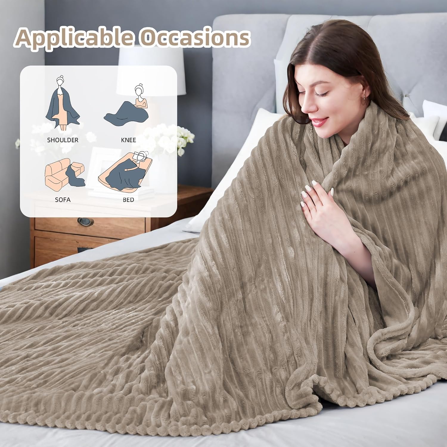 Electric Blanket 84"x90" Queen Size Heated Blanket with 10 Heat Settings & 1-12 Hours Auto-Off,Reversible Cozy Silky Flannel Fabric Warm Blanket Large Size for Full Body - Camel - Image 4