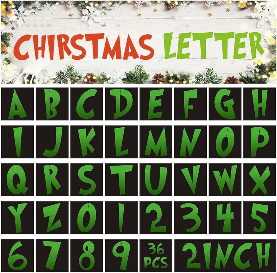 Amazon.com : 36 Pieces Christmas Alphabet Stencils Reusable Christmas Letter Number Stencil Templates Christmas Holiday Wood, Wall, Fabric,Chalkboard, Sign, DIY Art Projects Decoration 2 Inch : Arts, Crafts & Sewing