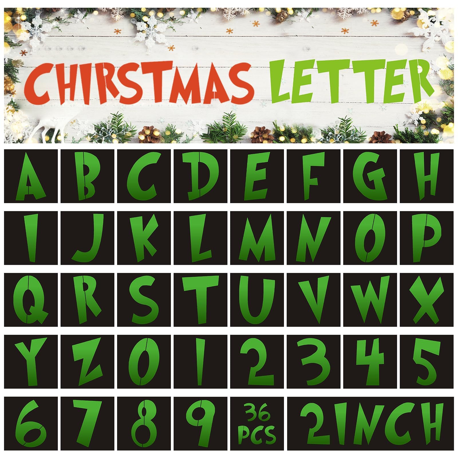 Amazon.com : 36 Pieces Christmas Alphabet Stencils Reusable Christmas Letter Number Stencil Templates Christmas Holiday Wood, Wall, Fabric,Chalkboard, Sign, DIY Art Projects Decoration 2 Inch : Arts, Crafts & Sewing