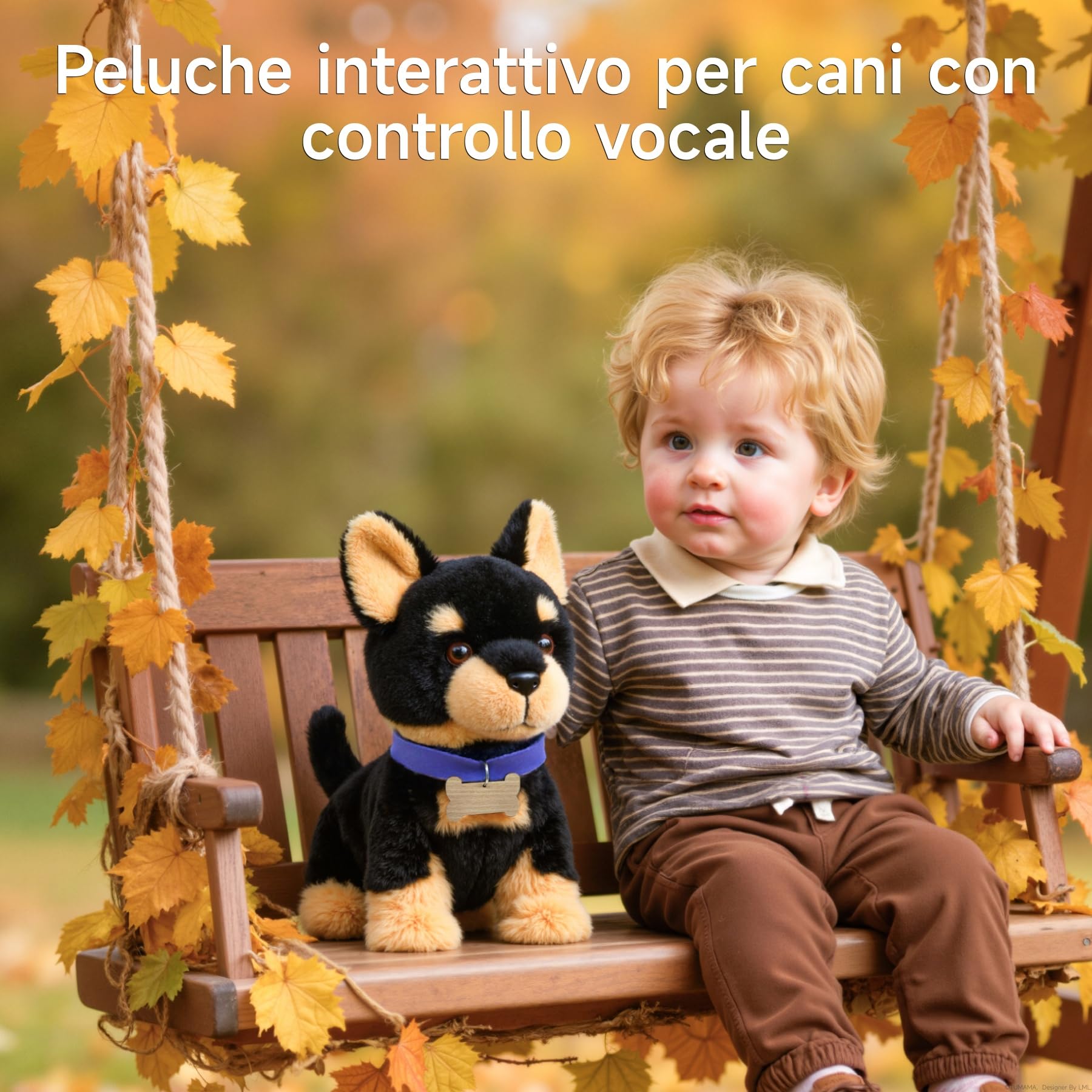 TUMAMA KIDS Giocattolo per Cani Che Cammina e Canta, Cucciolo di Peluche | Cagnolino giocattolo che cammina e abbaia, comando vocale, scodinzola, annuisce con la testa, canta