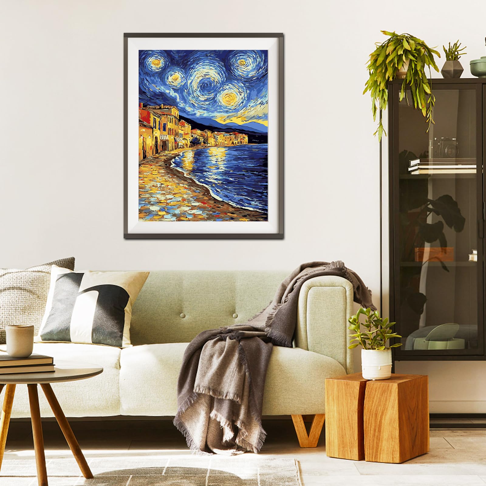 QENSPE Pintura Por Números Para Adultos – Lienzo 30x40cm Con Marco – Incluye 3 Pinceles Y Pigmentos Acrílicos – Decoración De Paredes Fácil De Montar