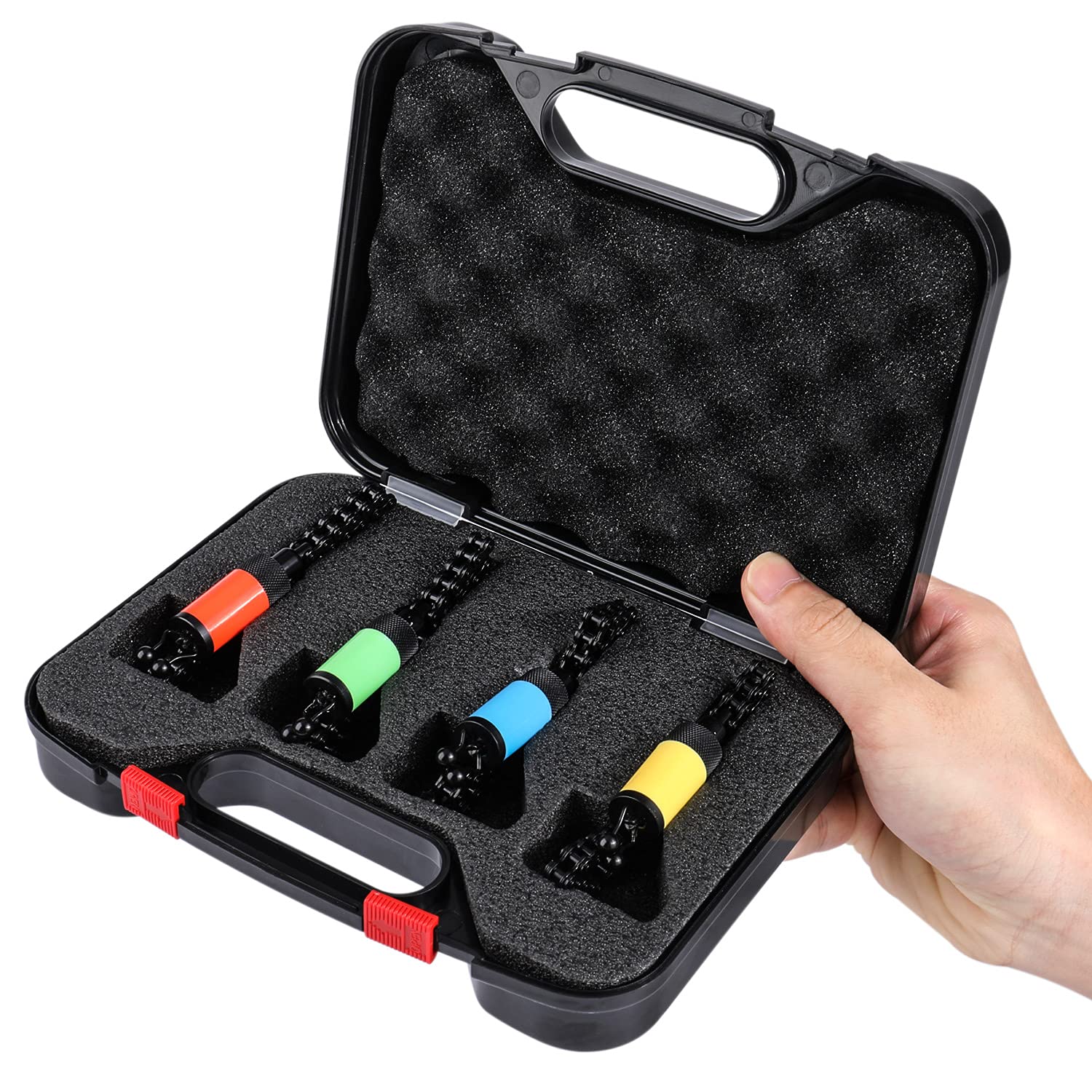 Sougayilang 4pcs Swingers de Pesca, Alarma de mordida Sensor Colgante para Pesca de Carpa con Caja de ABS