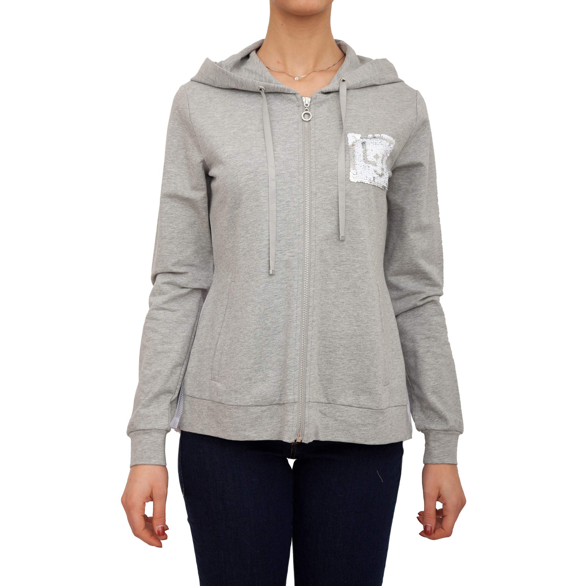 Felpa con Cappuccio e Zip Donna Grigio Melange