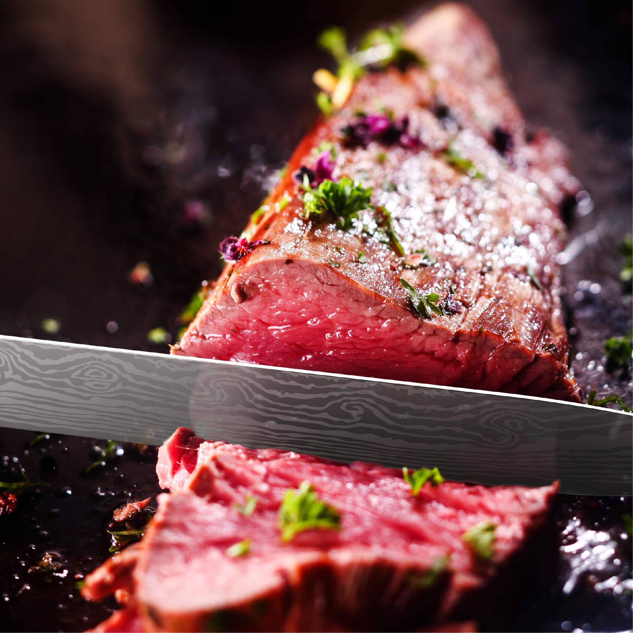 GRANDTIES Damascus Style Slicing Carving Knife with Gift Box, 10 Inch — Amazon image 8