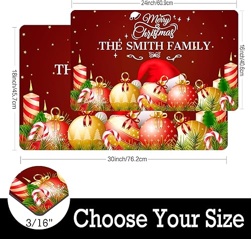 Miniatura 3 de Differ More Tapetes de Navidad personalizados para puerta delantera, tapete de Navidad personalizado para exteriores con texto, tapetes de puerta de