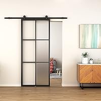 Vista 1 de BARNSMITH Panel de puerta corrediza de vidrio de aluminio de 36 x 84 pulgadas, resistente para puerta de vidrio templado esmerilado desmontado