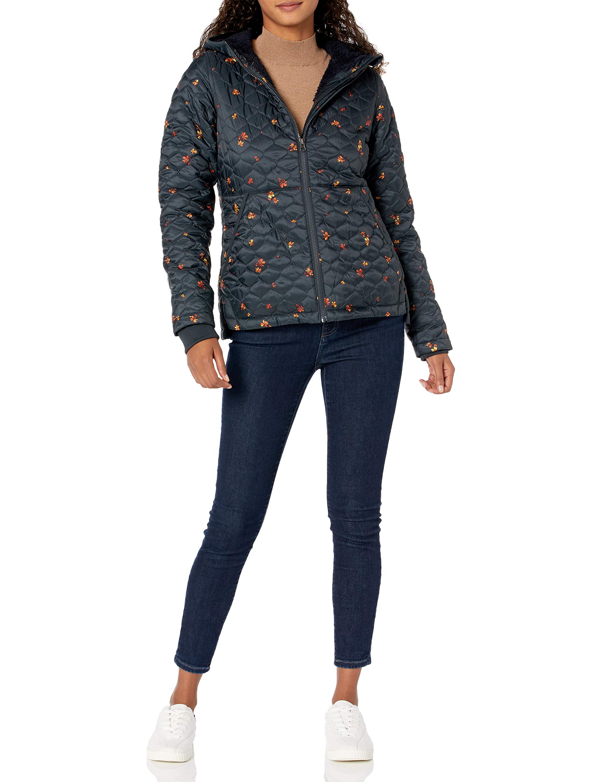 Amazon Essentials Piumino Leggero Trapuntato con Cappuccio Foderato in Sherpa Impermeabile con Cerniera Integrale Donna