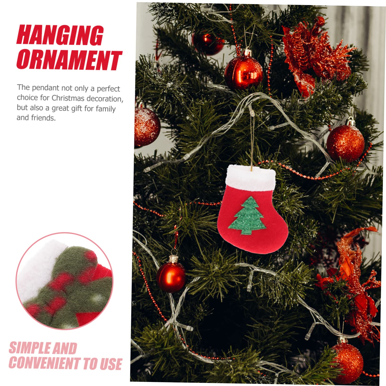 Amosfun 4 Sätze Weihnachtsstrumpfverzierungen Weihnachtsüberraschung Weihnachts Party Weihnachtsspielzeug Weihnachten Baum Weihnachtsdekore Kleine Weihnachtsstrümpfe Vlies Rot 16 Stück * 4
