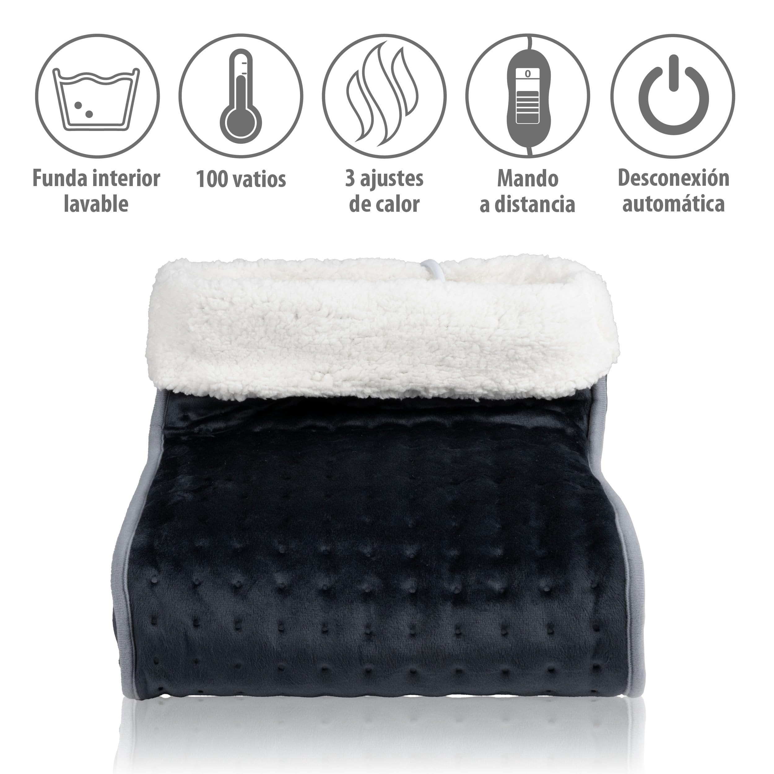 alpina Calentador de Pies Eléctrico - Calentador de Pies para el Cuidado de Los Pies - Cojin Caliuenta Pies - Calentador de Pies Lavable - 3 Niveles de Calor - Gris