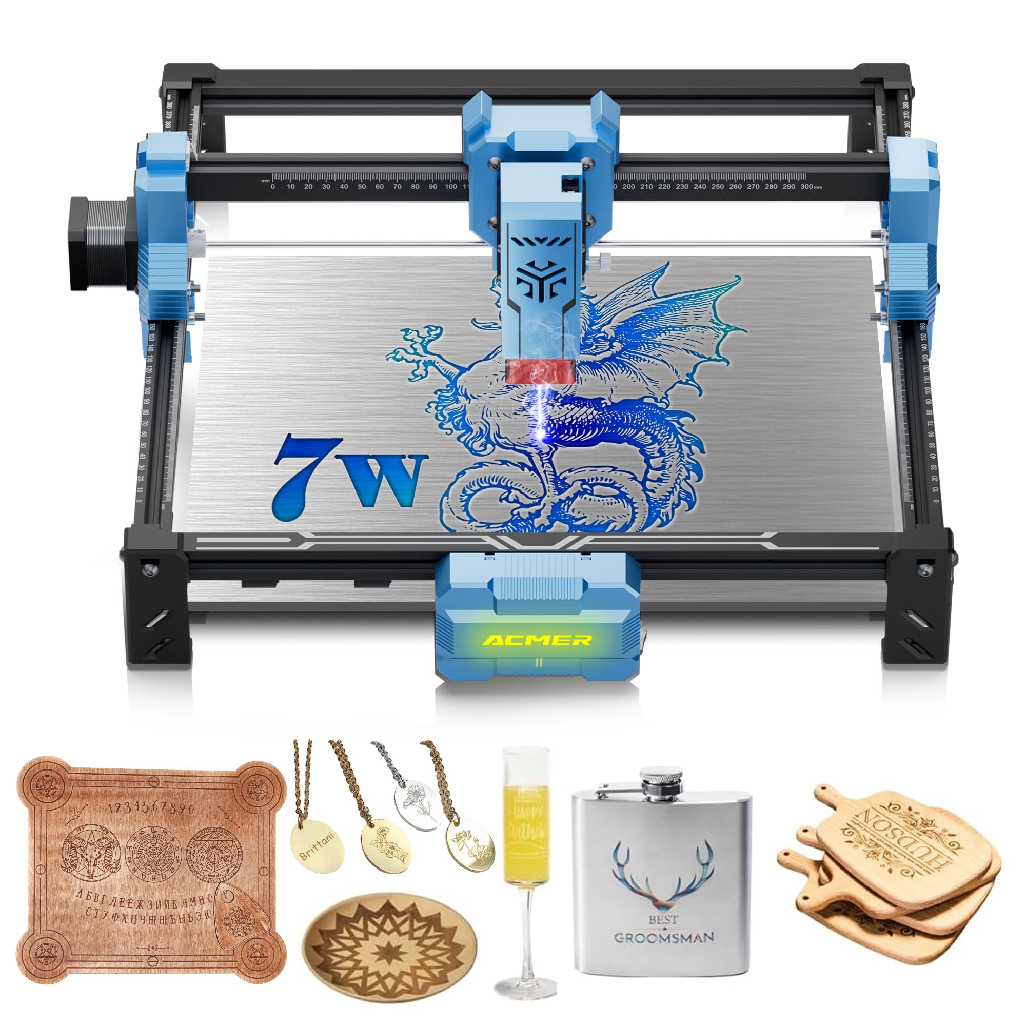 Amazon | ACMER S2 レーザー彫刻機 7000mW クラス1 高精度 ミニ 彫刻機