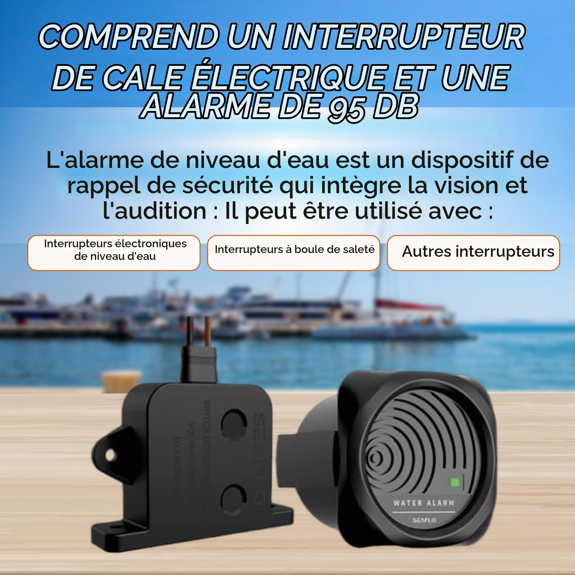 SEAFLO Système d'alarme de cale de niveau d'eau élevé 12V