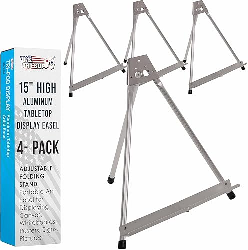 Miniatura 7 de US Arte Fuente Aluminio caballete de mesa Tri-Pod Table parte superior Diseño con pies de hule (grande – sin brazos)