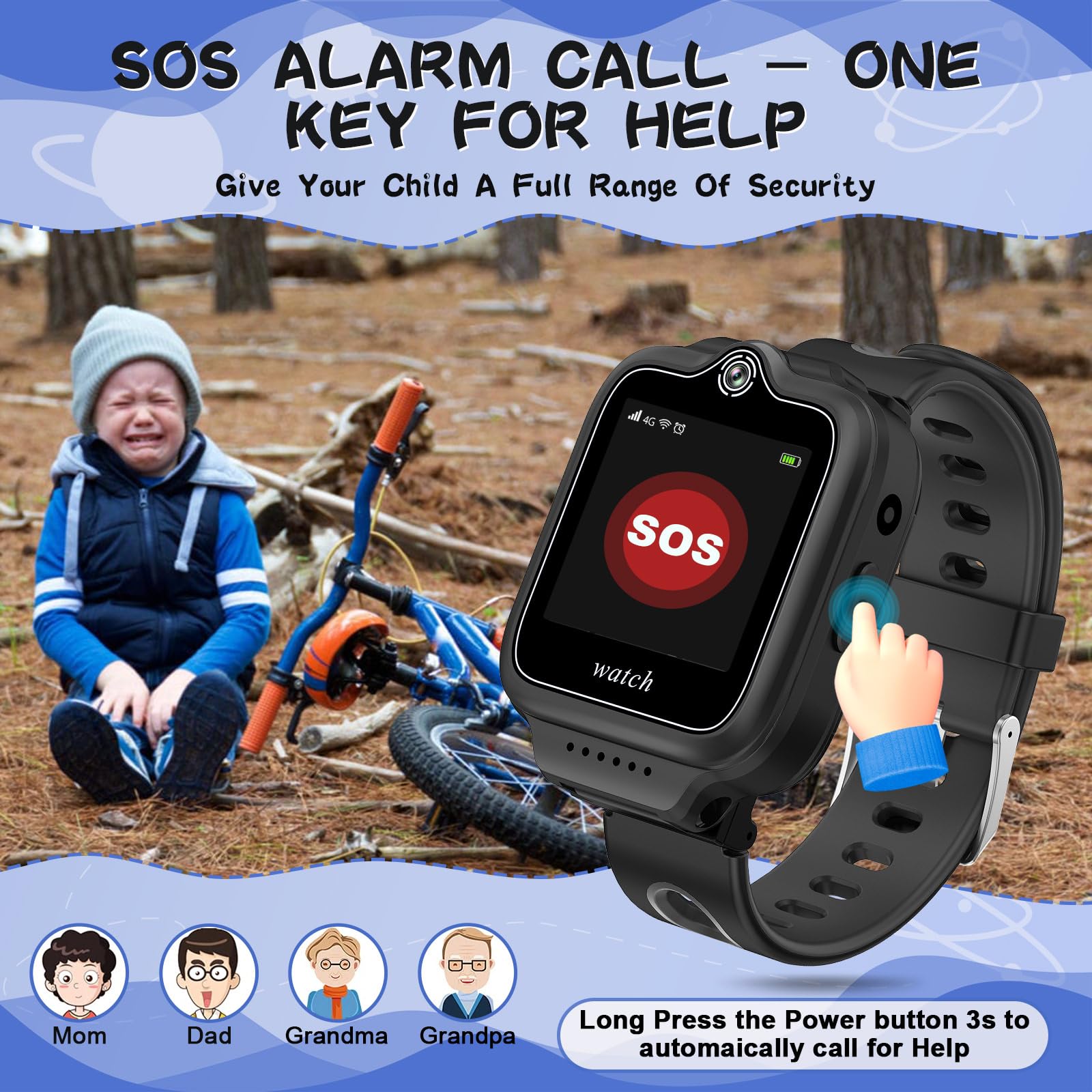 jianyana Smartwatch Kinder mit GPS und Telefon 4G, 360 Grad Drehung Smart Watch 4G WiFi Videoanruf SOS SMS Musik-Player Kamera Wecker, Geburtstags Weihnachts Geschenk für Jungen und Mädchen