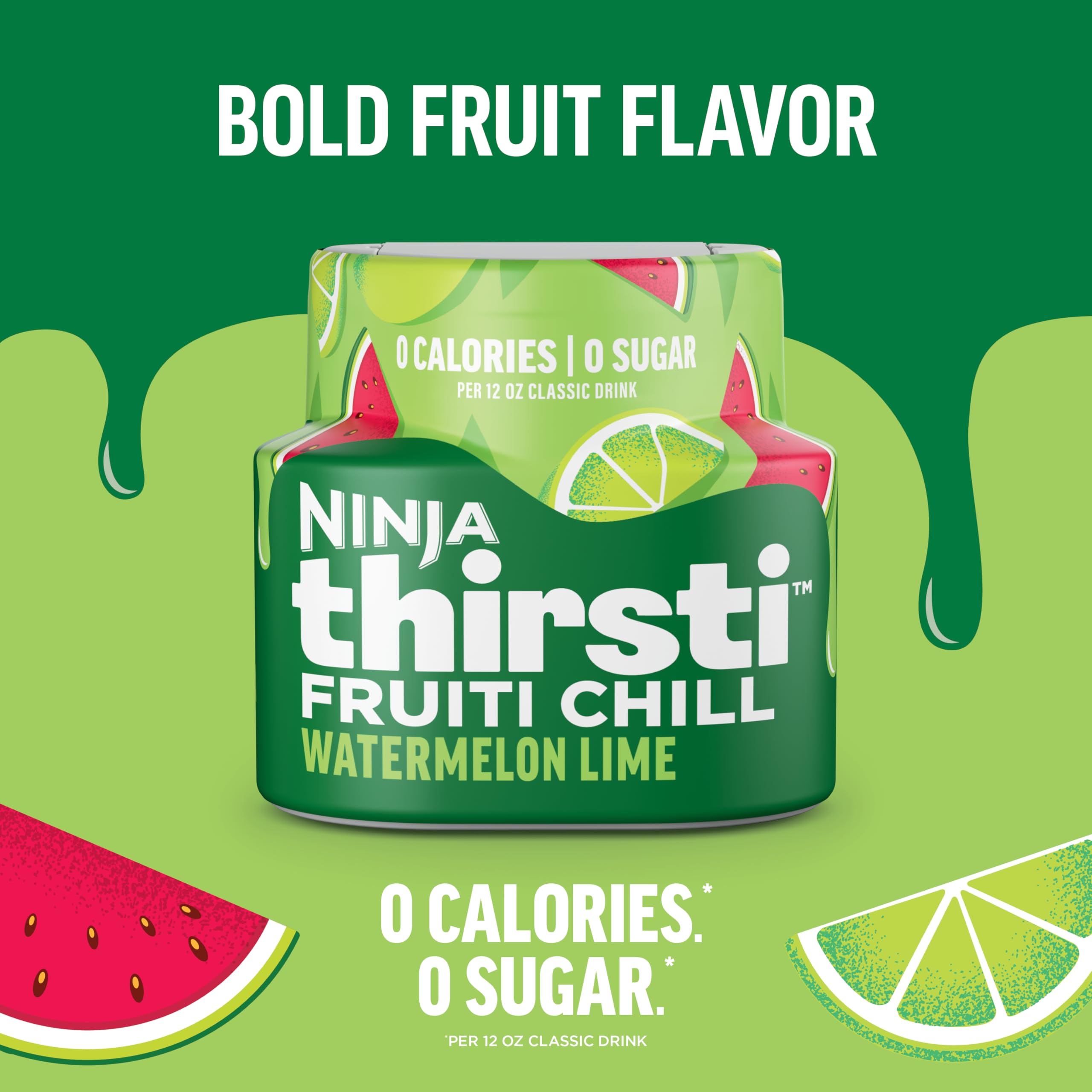 Ninja Thirsti - Gotas de agua saborizadas, hidratan con electrolitos, lima sandía, paquete de 3, cero calorías, cero azúcar, 2.07 onzas líquidas, hace 17 bebidas de 12 onzas, WCFWTLIAM