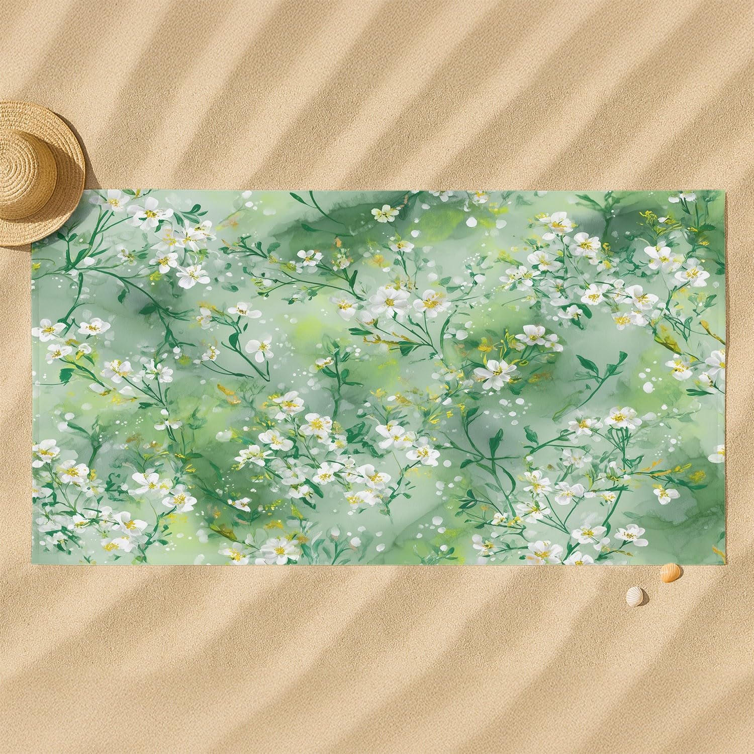 Générique Serviette de Plage Microfibre 180 x 100 CM,Drap de Plage Animaux, Conte de Fées, Onirique et Apaisant, Couverture de Plage Absorbante,Couverture de Bain Chat Blanc, Bulles, Lignes Ondulées
