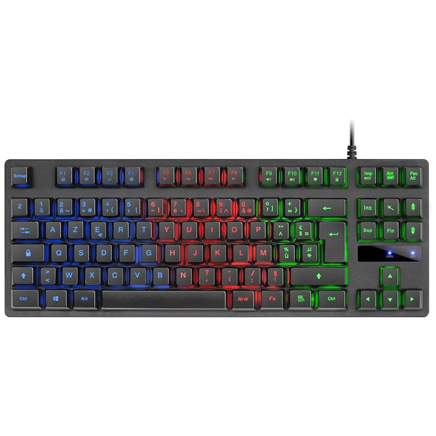 Mars Gaming Mk02 Tastiera Da Gioco Usb 2.0 H-Mech, Tkl Compatta, Frgb Rainbow, Antighosting, Lingua Francese, Nero