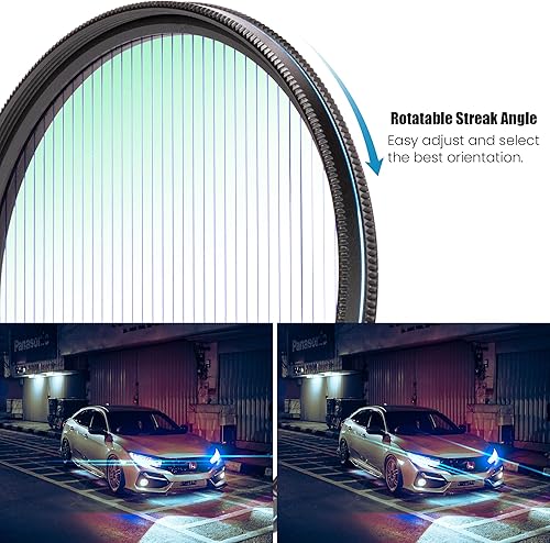 Miniatura 3 de Walking Way Filtro de rayas azules variables de 2.283 in con efecto de rayas circulares de estilo anamórfico para fotografía y videografía