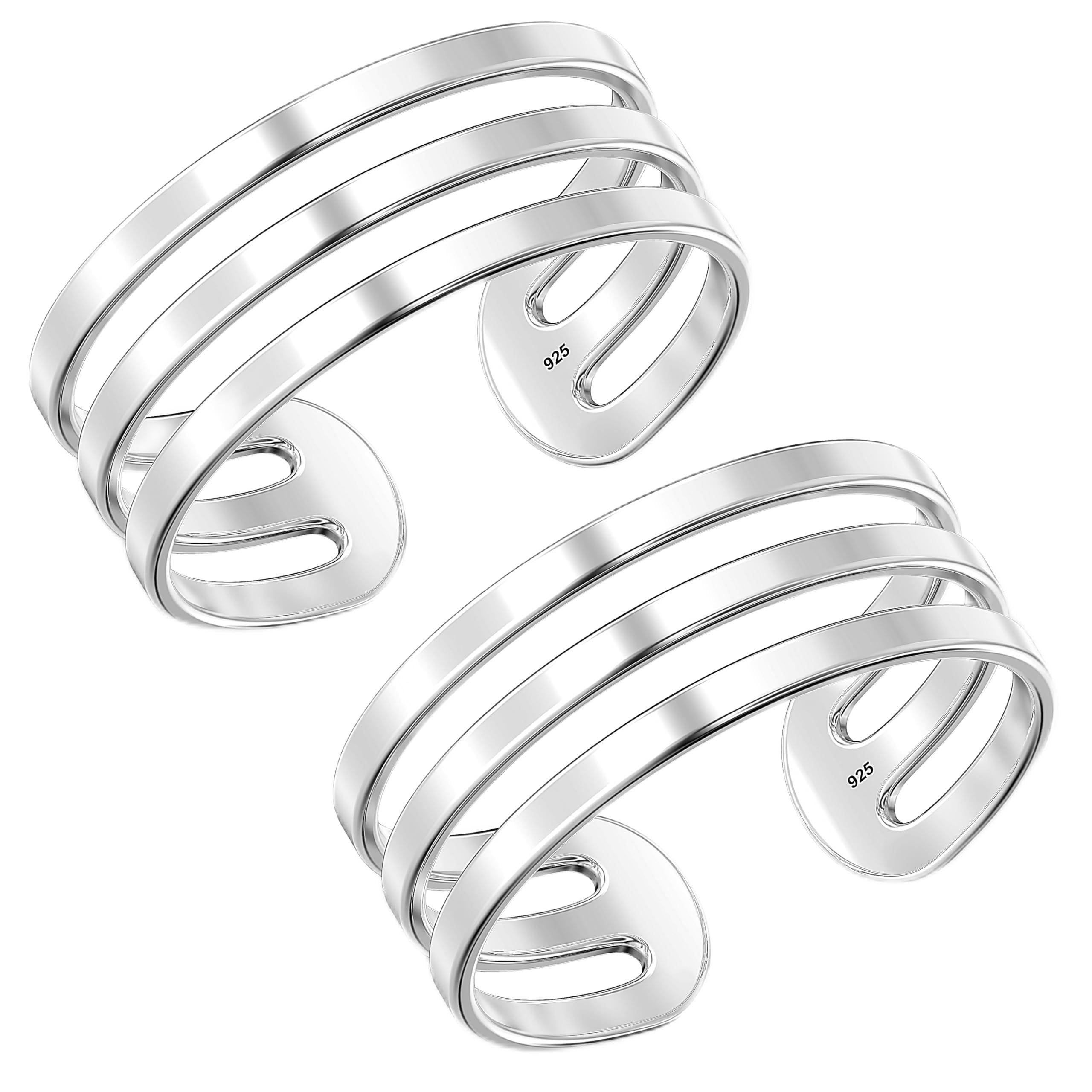 lecalla 925 Sterling Silver BIS Hallmarked Classic Liner Toe Rings for Women-picture-55