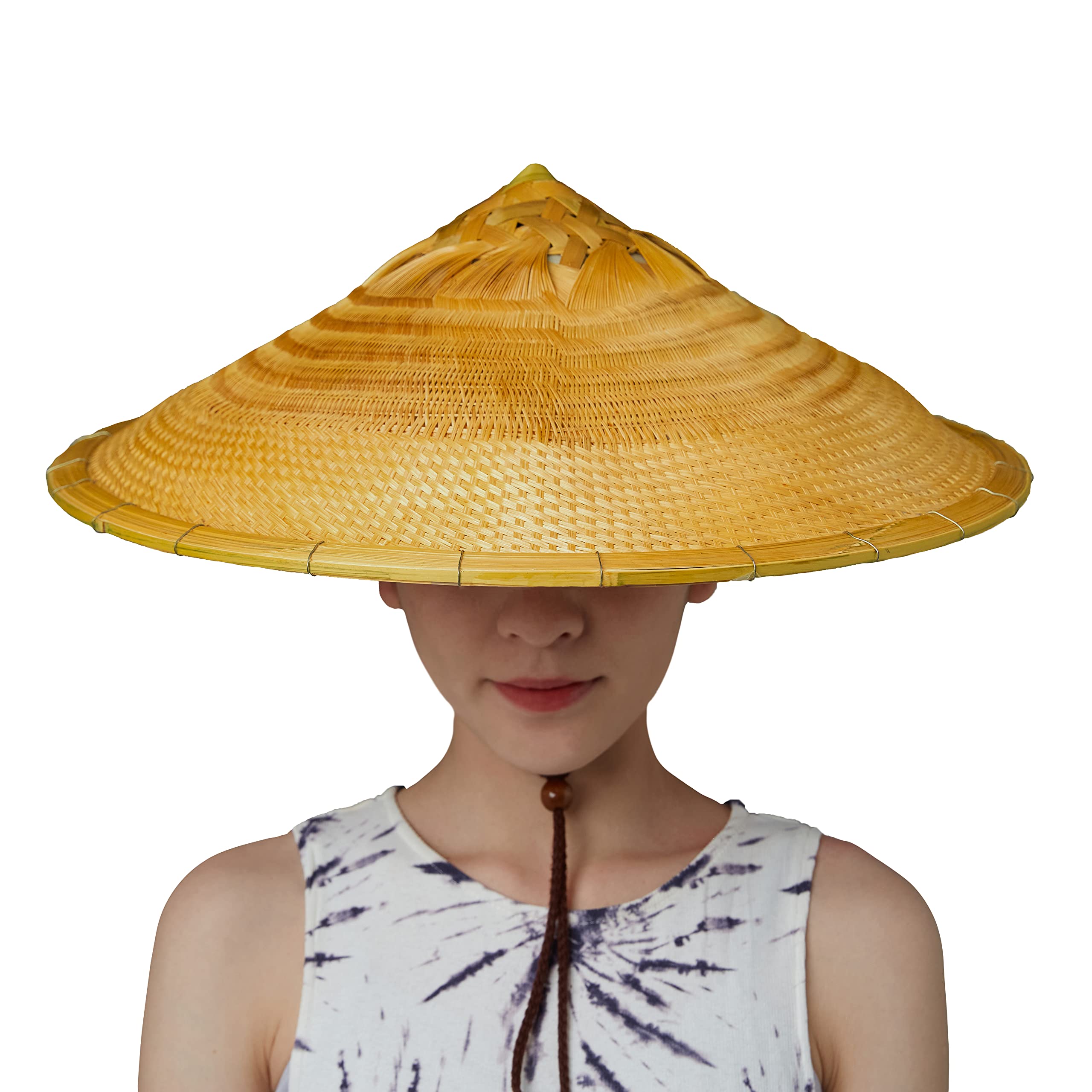 xihexiHandmade Bamboo Sun Hat Straw Hat Dia.18.5 Inches Depth 5 inches