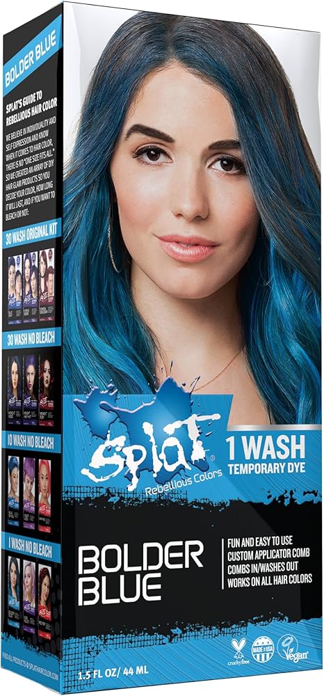 Splat Bolder Blue 1 Wash Temporary Hair Dye, 1.5 oz. Single