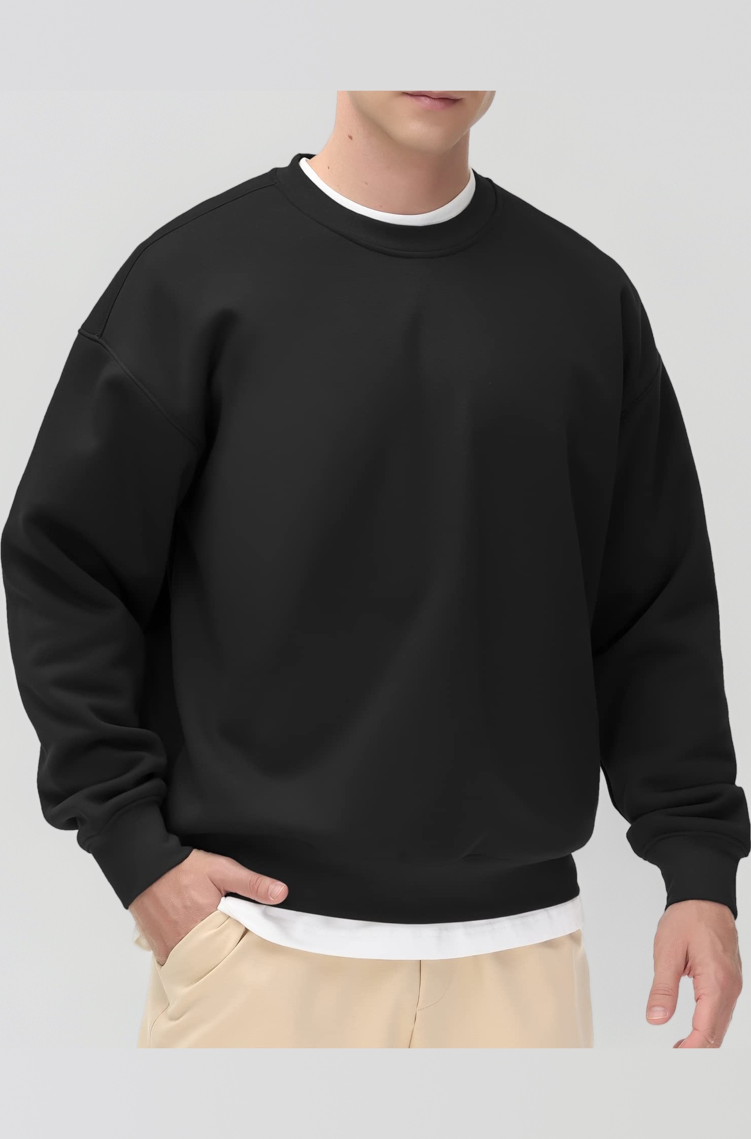THE GYM PEOPLE Men's Fleece Crewneck Sweatshirt Thick Loose fit Soft Basic Pullover Sweatshirt
