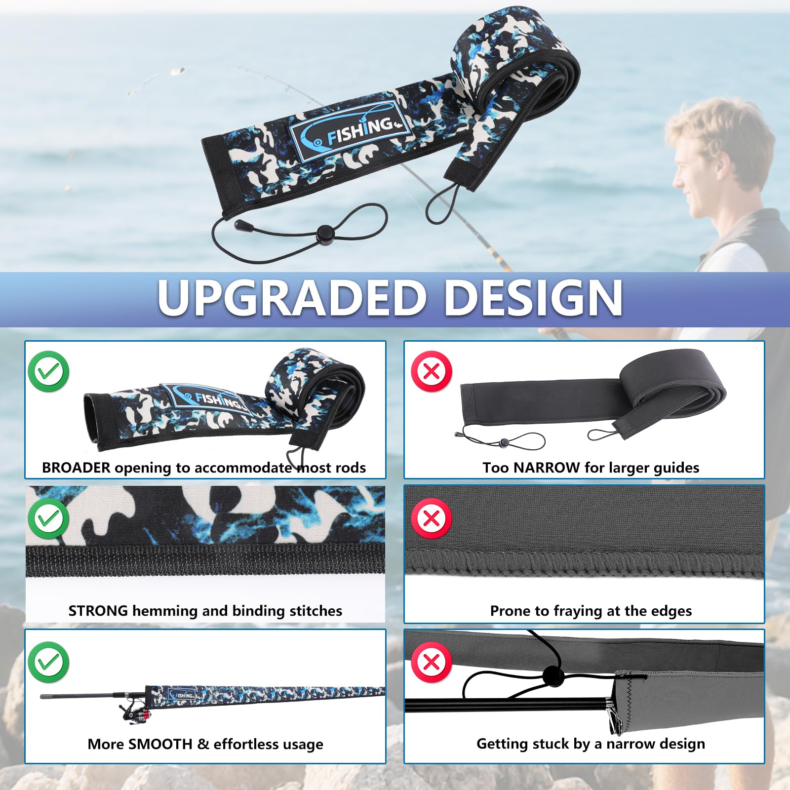 Snapklik.com : KPEPIX Lightproof Neoprene Fishing Rod Sleeve - Fishing ...