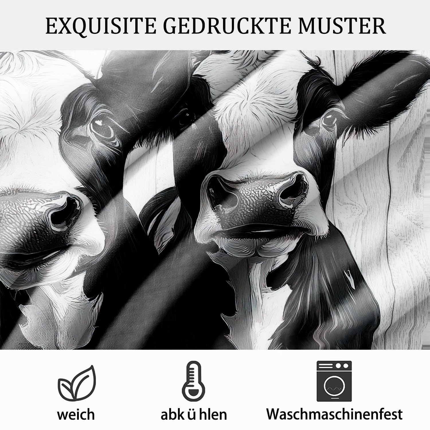HommomH Milchkuh Motiv Bettwäsche Maße 135x200 cm Microfaser 2 teiliges Set enthält 1 Bettbezug und 1 Kissenbezug 80x80 cm für stylische Einzelbetten