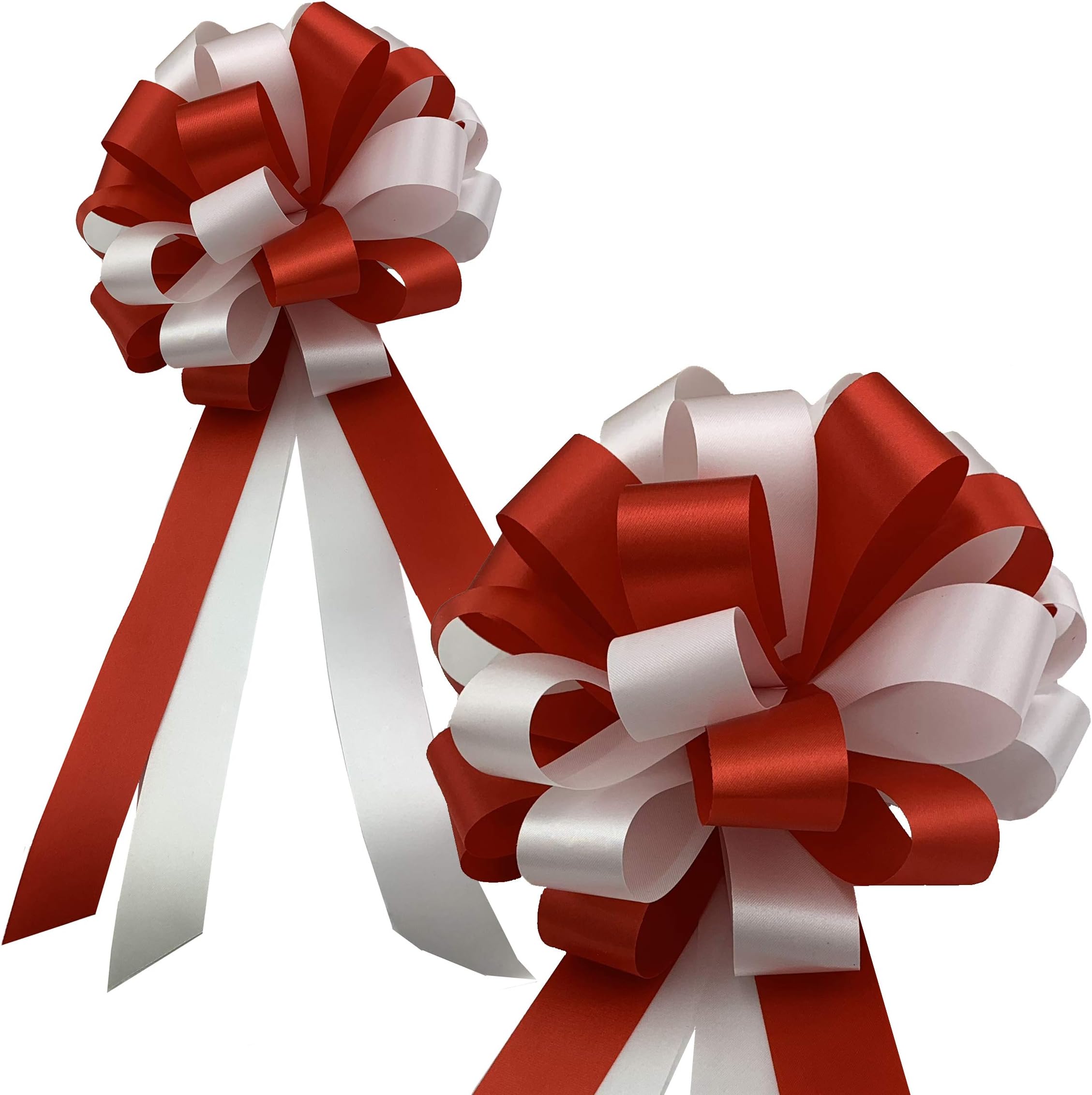 Pack Of 50, 8" White Satin Stretch Wide Loops W/PreTied