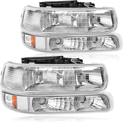 Miniatura 1 de G-PLUS Conjunto de faros, compatible con Chevy Silverado 1999-200220002006 Suburban Tahoe parachoques faro, lente transparente, carcasa cromada,